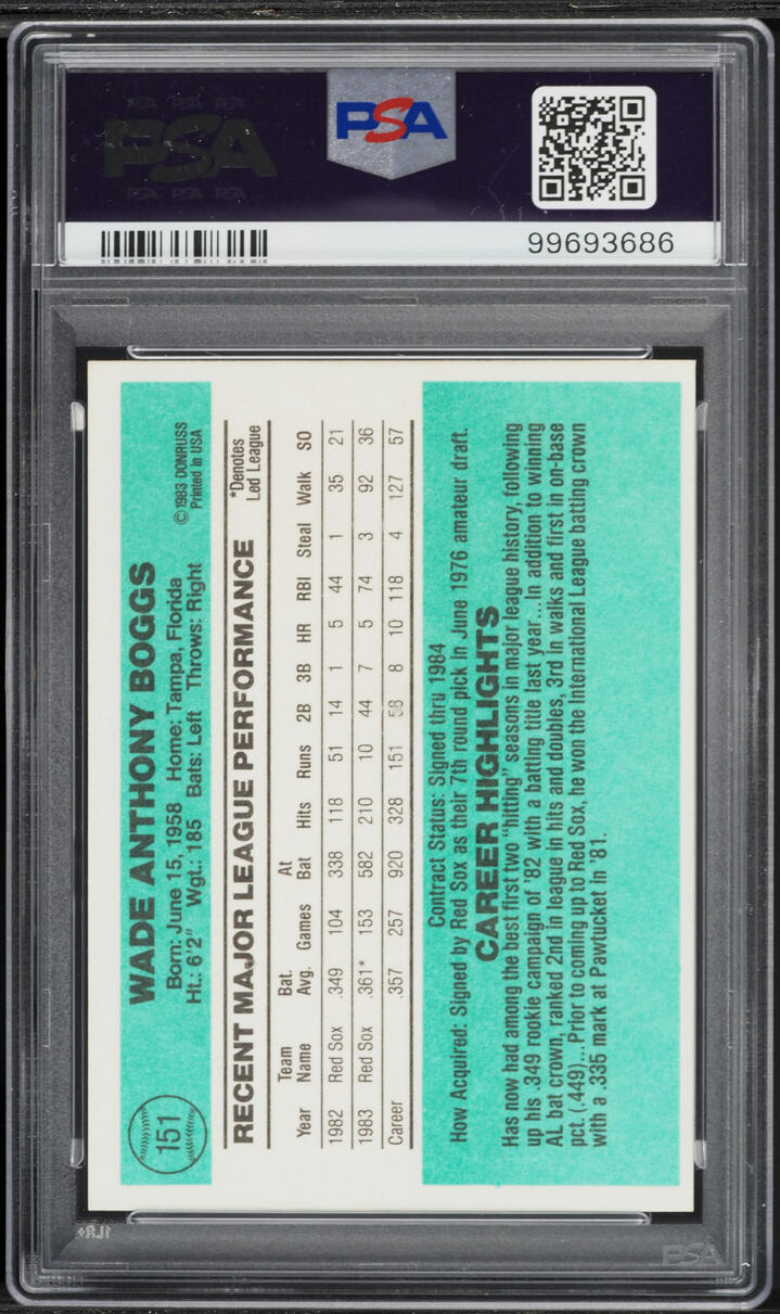 1984 Donruss Wade Boggs #151 PSA 8 NM-MT