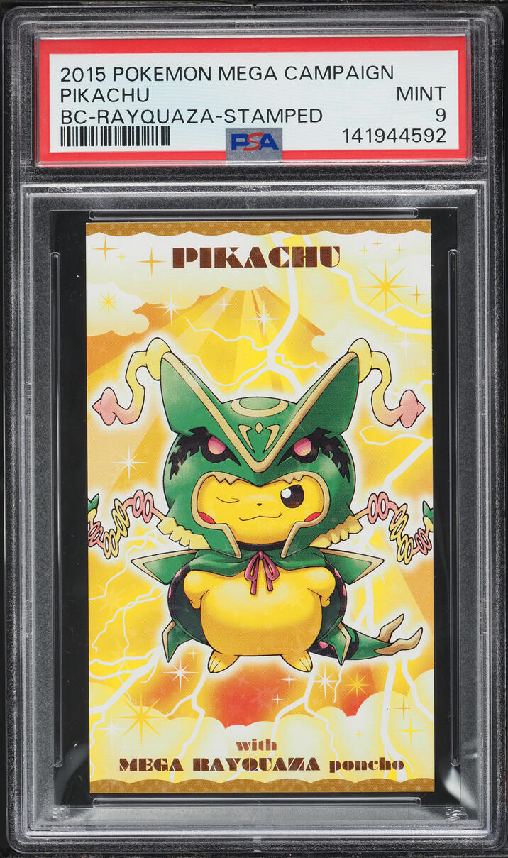 2015 Pokemon Japanese XY Promo MC Business Card M Rayquaza Poncho Pikachu PSA 9 MINT