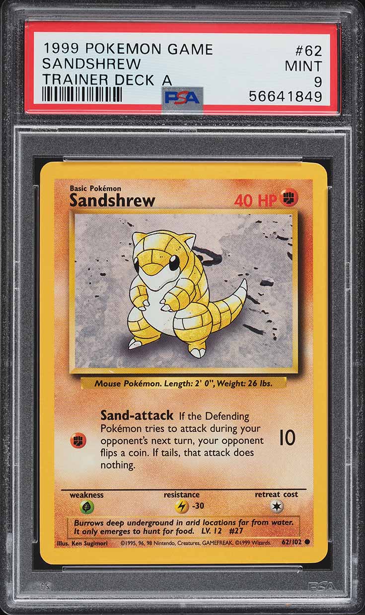 1999 Pokemon Base Set Trainer Deck A Sandshrew #62 PSA 9 MINT