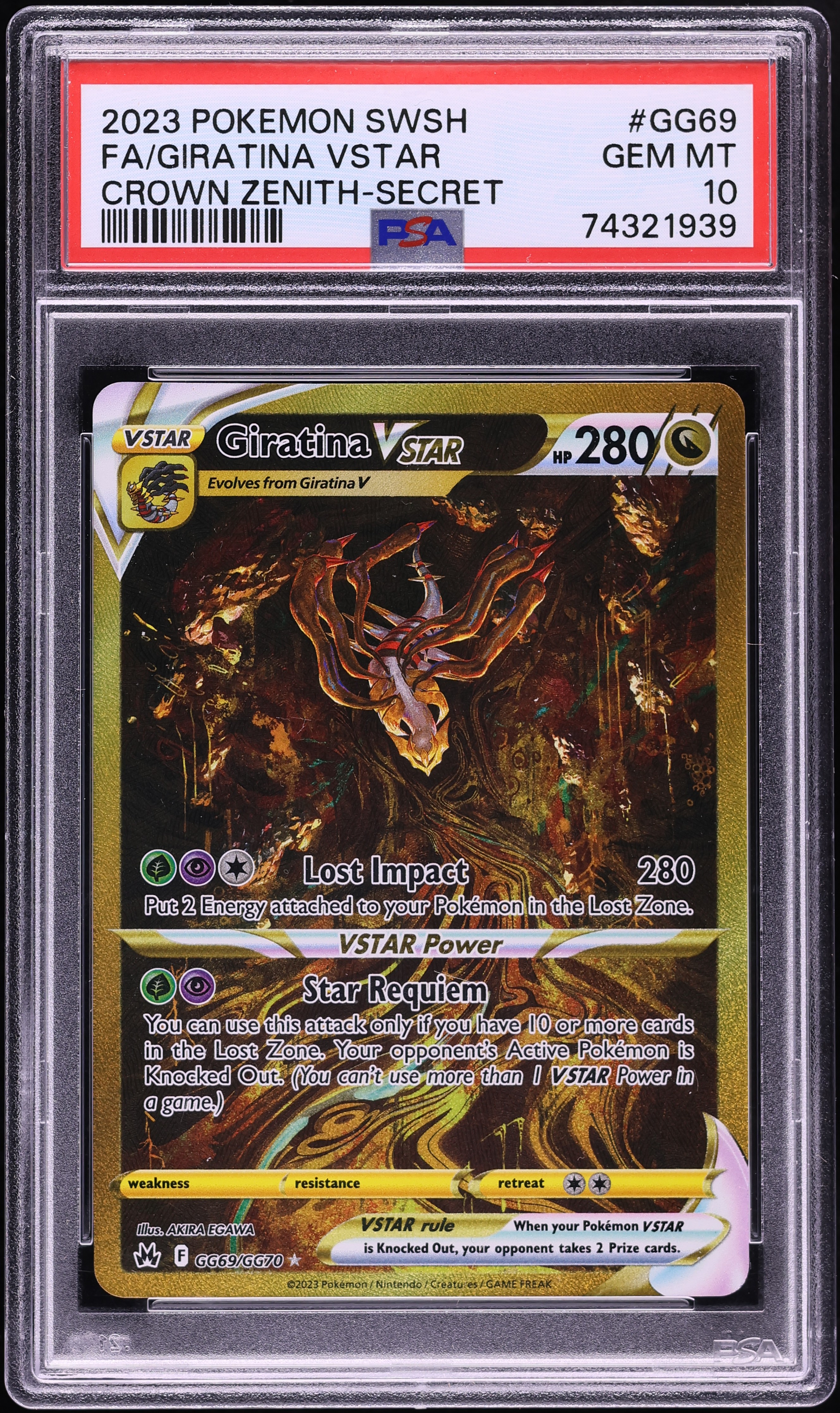 2023 Pokemon Sword & Shield Crown Zenith Gold Rare Giratina VSTAR #GG69 PSA 10 GEM MINT