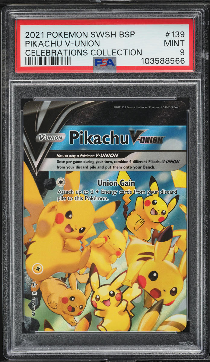2021 Pokemon SWSH Black Star Promo Celebrations Pikachu V Union #139 PSA 9 MINT - Main Image
