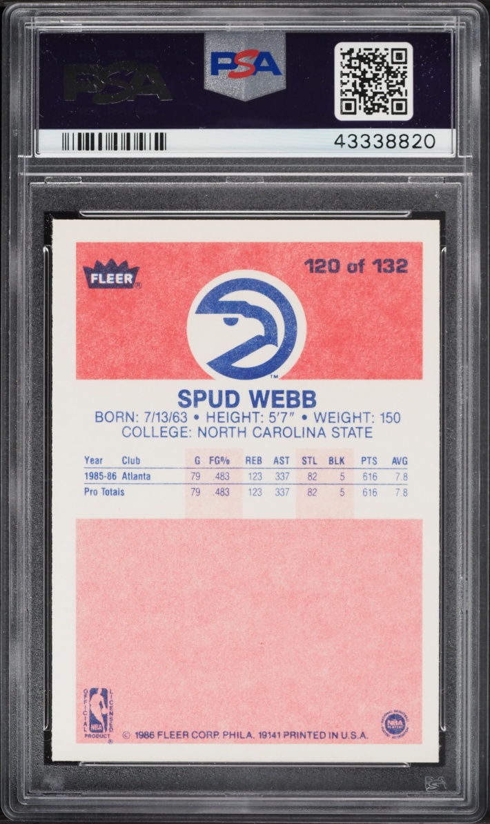 1986 Fleer Basketball Spud Webb ROOKIE #120 PSA 9 MINT