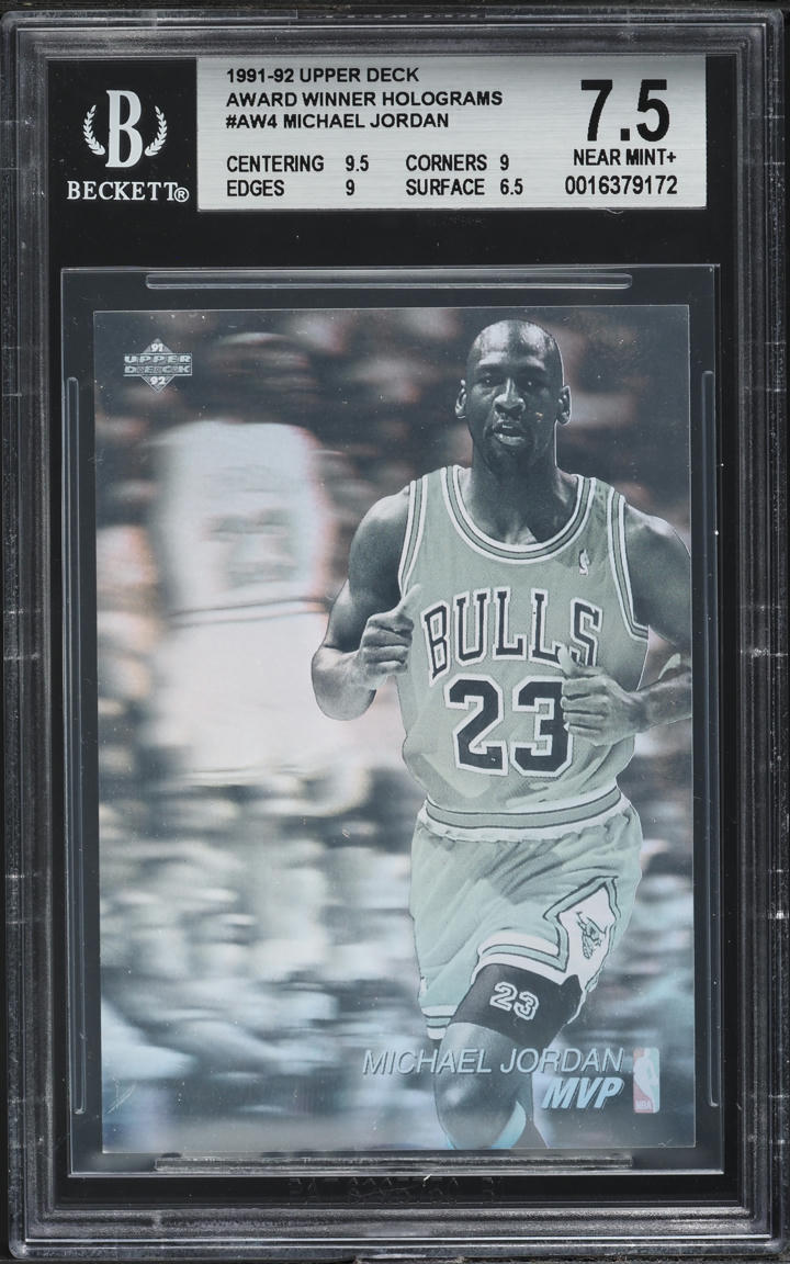 1991 Upper Deck Award Winner Holograms Michael Jordan #AW4 BGS 7.5 NRMT+