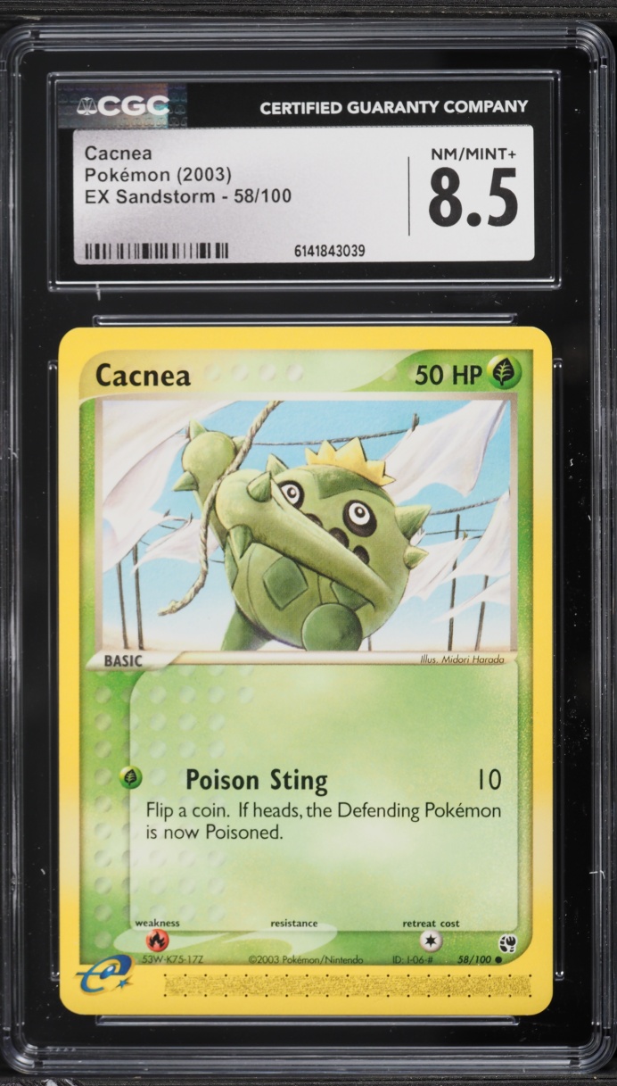 2003 Pokemon EX Sandstorm Cacnea #58 CGC 8.5 NM-MT+