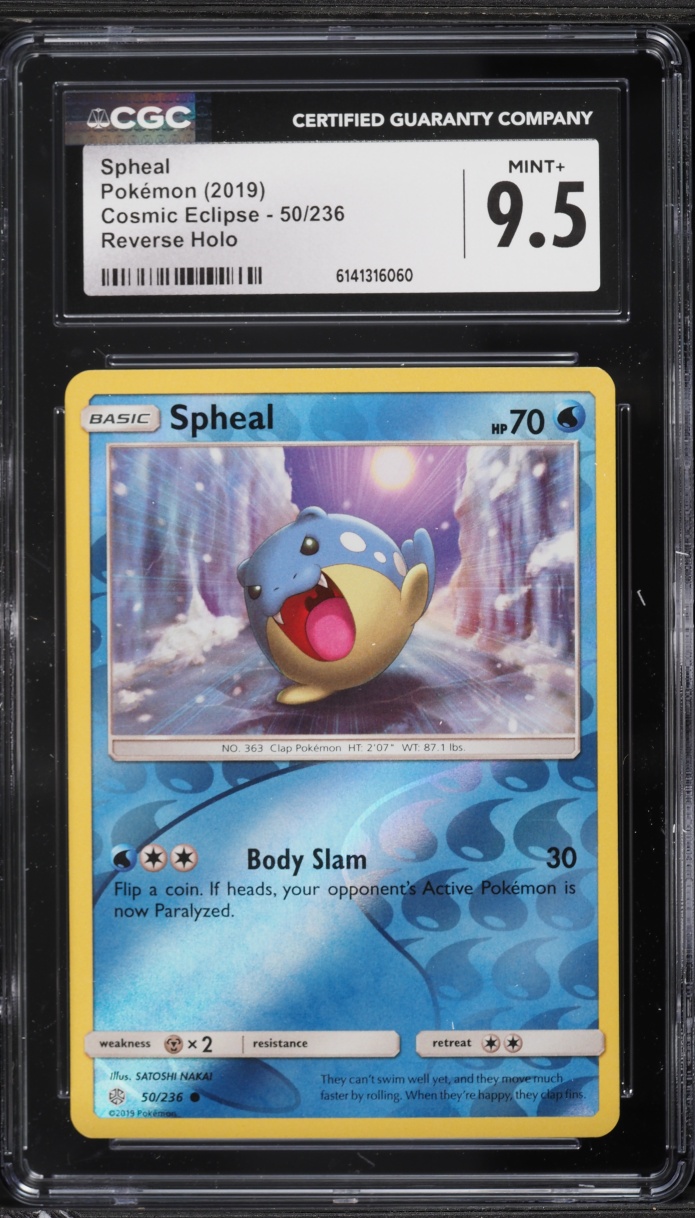 2019 Pokemon Sun & Moon Cosmic Eclipse Reverse Holo Spheal #50 CGC 9.5 MINT+