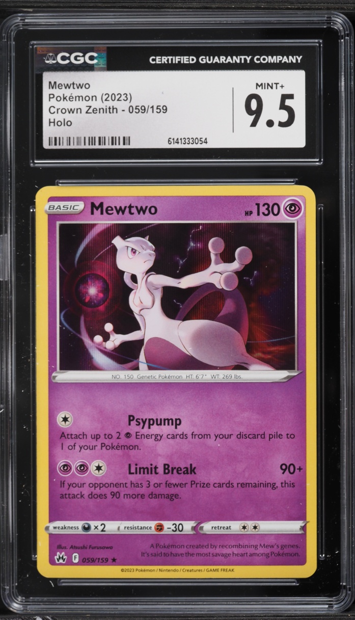 2023 Pokemon Sword & Shield Crown Zenith Holo Mewtwo #59 CGC 9.5 MINT+