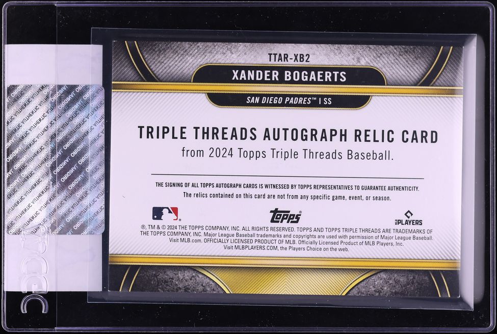 2024 Topps Triple Threads Emerald Xander Bogaerts PATCH AUTO /18 #TTAR-XB2 CGC AUTH
