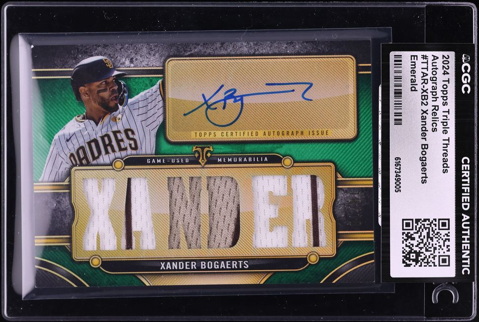 2024 Topps Triple Threads Emerald Xander Bogaerts PATCH AUTO /18 #TTAR-XB2 CGC AUTH