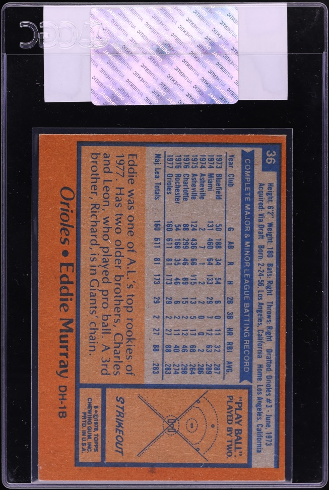 1978 Topps Eddie Murray ROOKIE #36 CGC AUTH