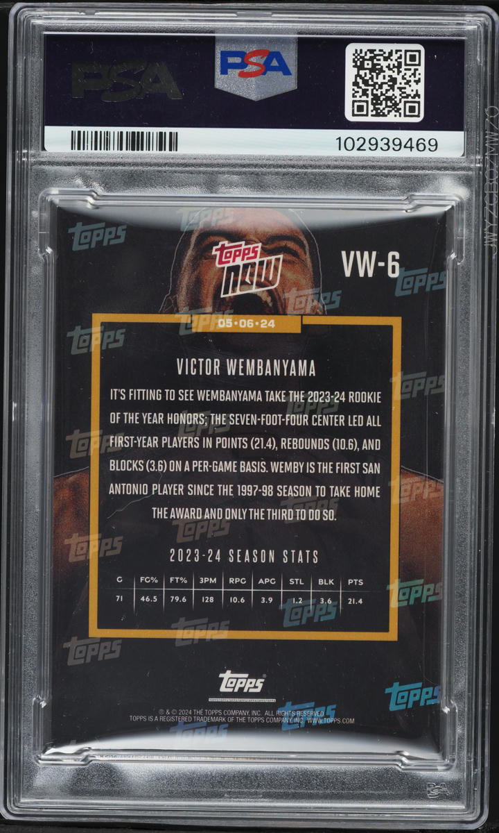 2023 Topps Now Of The Year Victor Wembanyama ROOKIE #VW-6 PSA 8 NM-MT