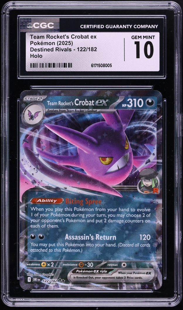 2025 Pokemon Scarlet & Violet Destined Rivals Holo Team Rocket's Crobat ex #122 CGC 10 GEM MINT