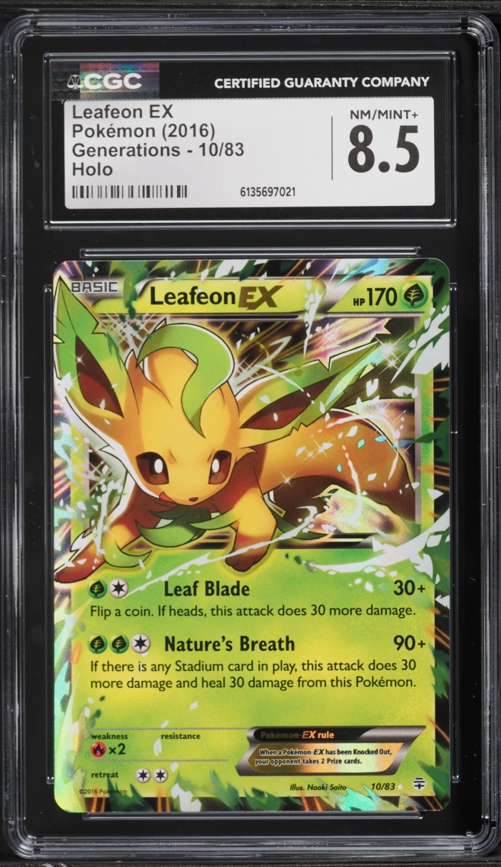 2016 Pokemon XY Generations Holo Leafeon EX #10 CGC 8.5 NM-MT+