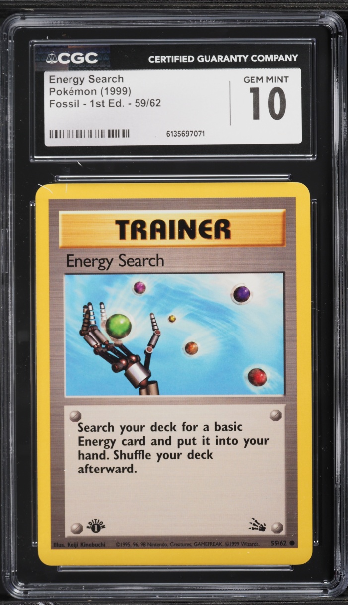 1999 Pokemon Fossil 1st Edition Energy Search #59 CGC 10 GEM MINT