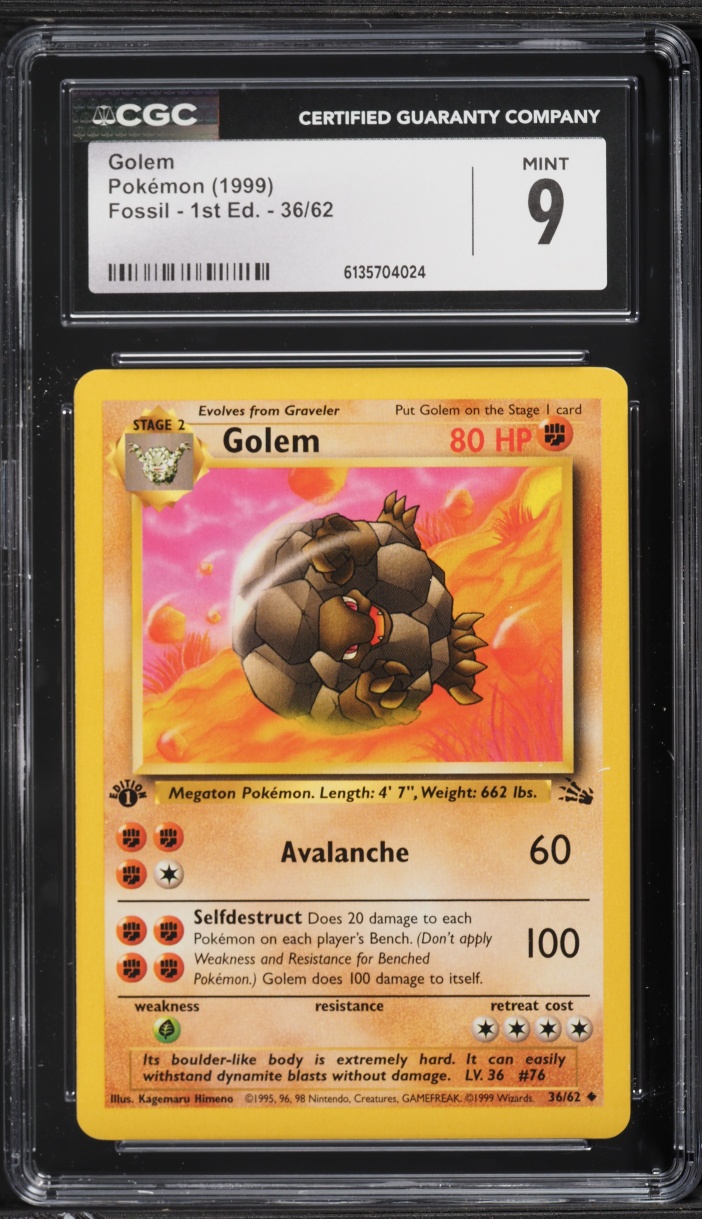 1999 Pokemon Fossil 1st Edition Golem #36 CGC 9 MINT
