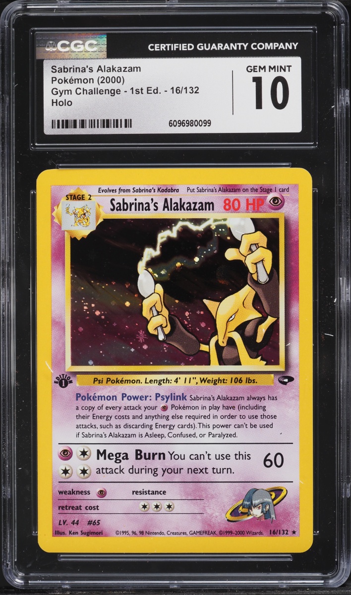 2000 Pokemon Gym Challenge 1st Edition Holo Sabrina's Alakazam #16 CGC 10 GEM MINT