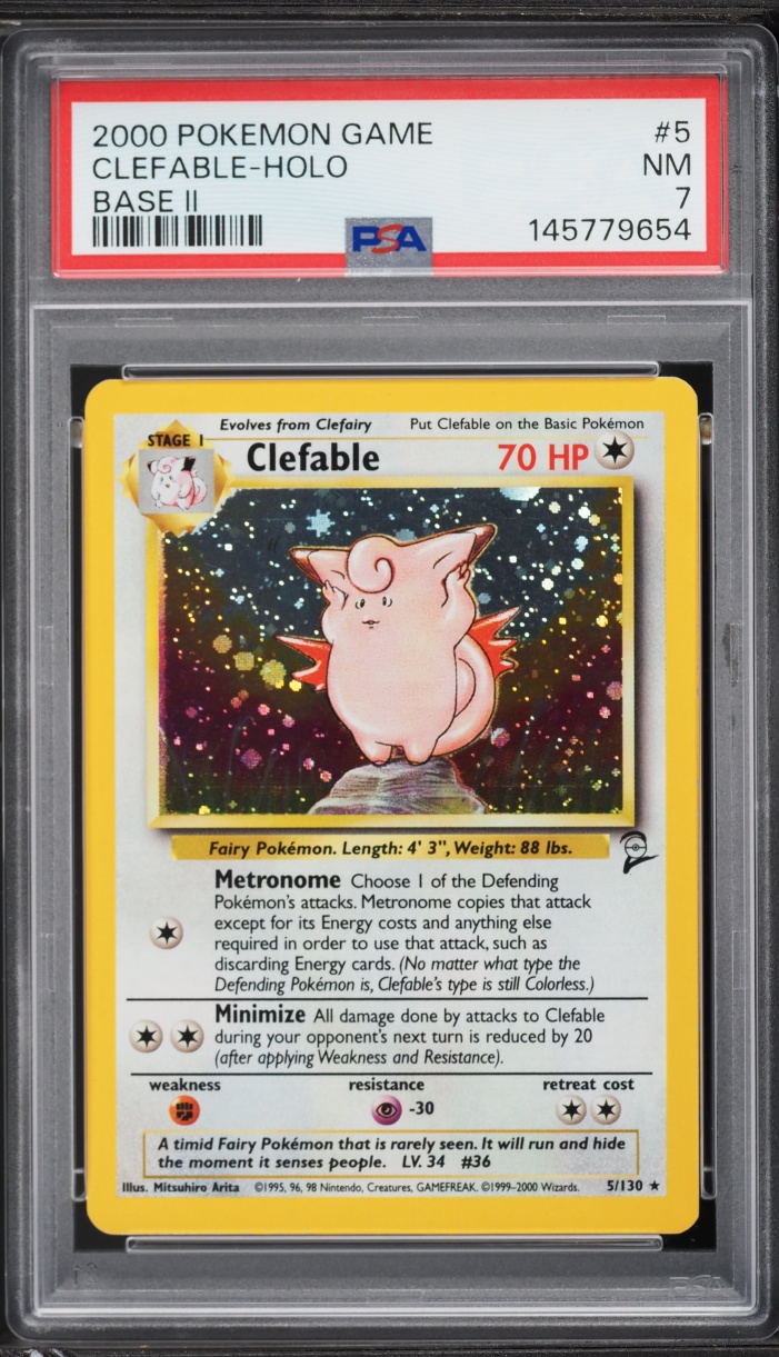 2000 Pokemon Base Set 2 Holo Clefable #5 PSA 7 NRMT