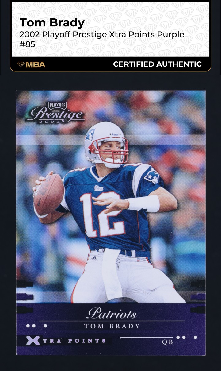 2002 Playoff Prestige Xtra Points Purple Tom Brady /150 #85 MBA AUTH