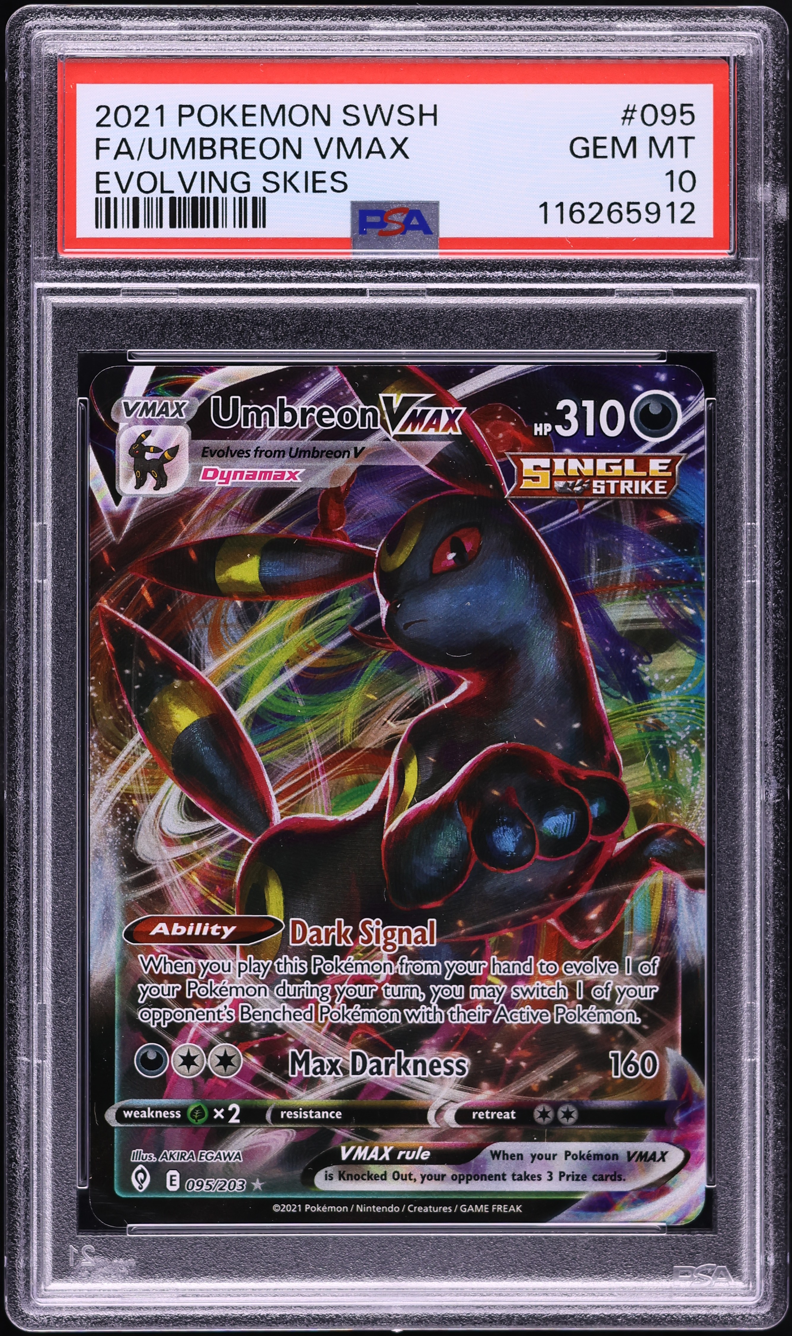 2021 Pokemon SWSH Evolving Skies Full Art Umbreon VMAX #95