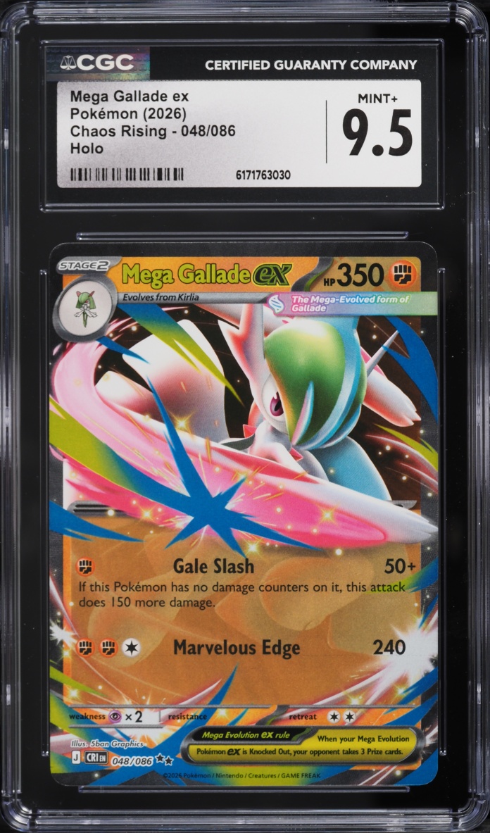 2026 Pokemon Mega Evolution Chaos Rising Holo Mega Gallade Ex #048 CGC 9.5 MINT+