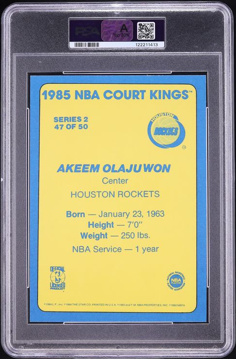 1984 Star Court Kings 5x7 Akeem Olajuwon ROOKIE #47 PSA 7 NRMT
