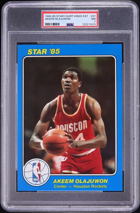 1984 Star Court Kings 5x7 Akeem Olajuwon ROOKIE #47 PSA 7 NRMT