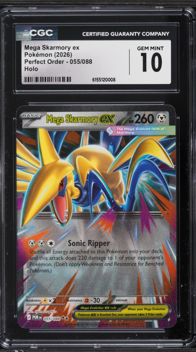 2026 Pokemon Mega Evolution Perfect Order Holo Mega Skarmory ex #055 CGC 10 GEM MINT