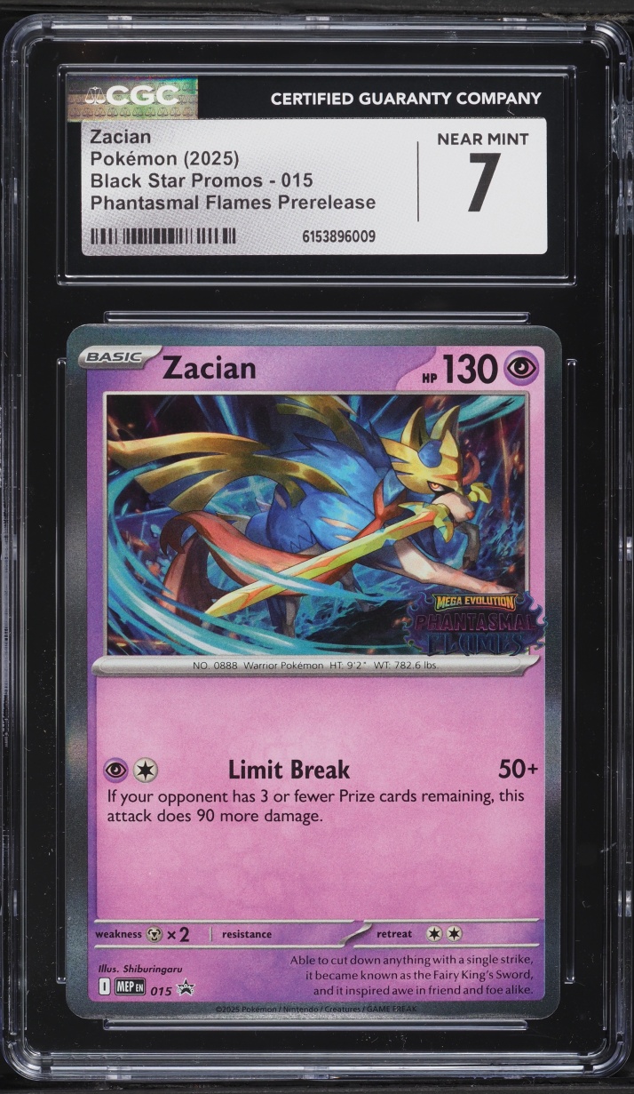 2025 Pokemon Mega Evolution Promo Phantasmal Flames Prerelease Zacian #15 CGC 7 NRMT