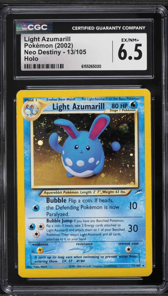 2002 Pokemon Neo Destiny Holo Light Azumarill #13 CGC 6.5 EXMT+