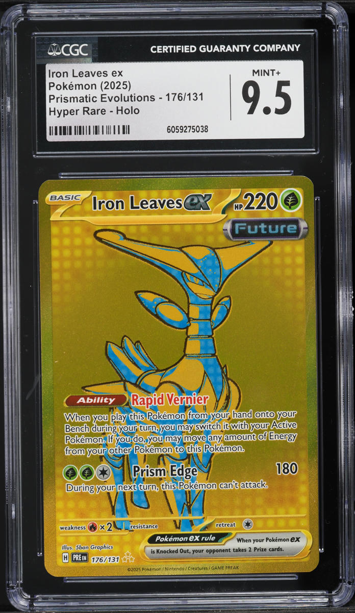 2025 Pokemon SV Prismatic Evolutions Full Art Iron Leaves ex #176 CGC 9.5