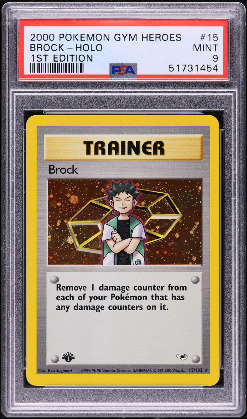 2000 Pokemon Gym Heroes 1st Edition Holo Brock #15 PSA 9 MINT