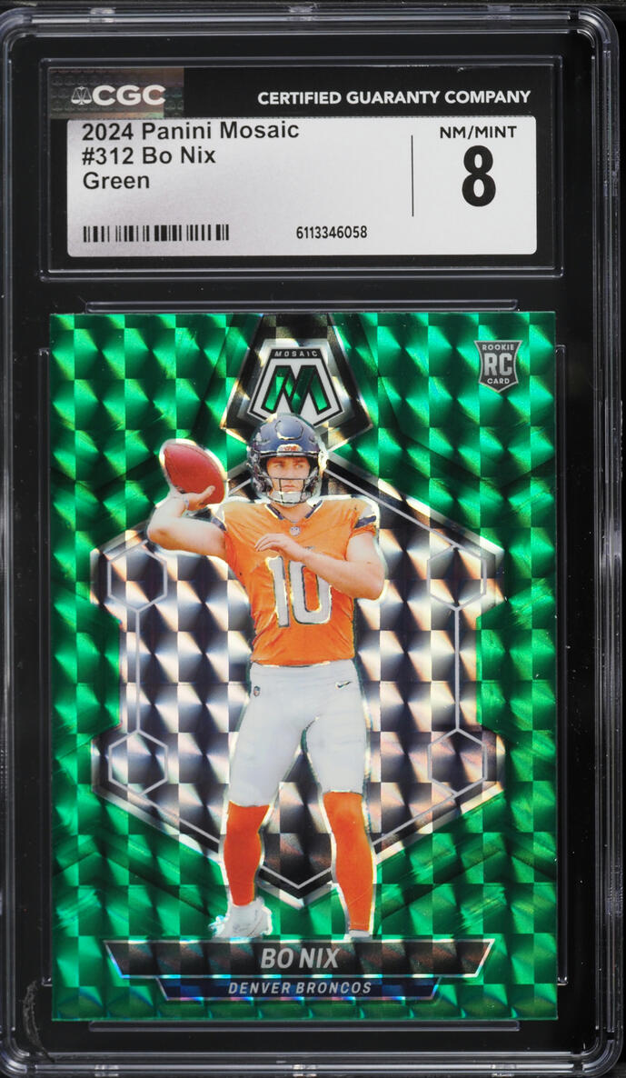 2024 Panini Mosaic Green Bo Nix ROOKIE #312 CGC 8 NM-MT