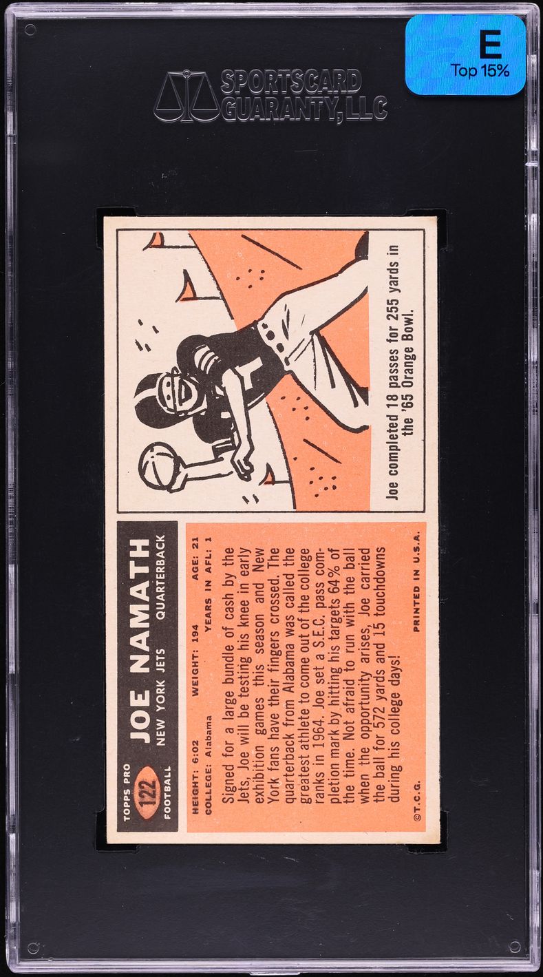 1965 Topps Football Joe Namath ROOKIE #122 SGC 8.5 NM-MT+