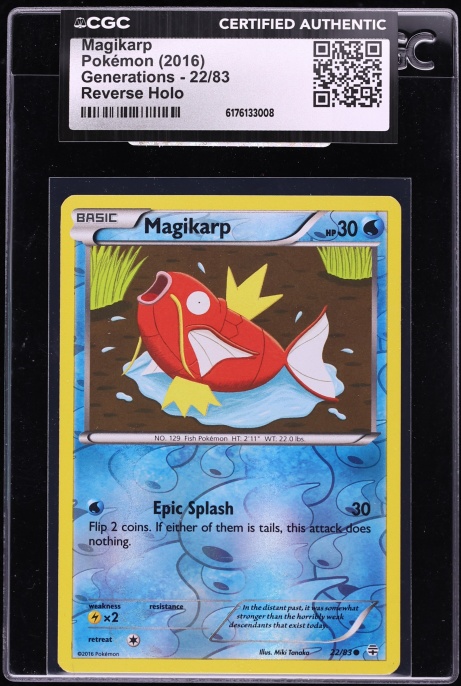 2016 Pokemon XY Generations Reverse Holo Magikarp #22 CGC AUTH