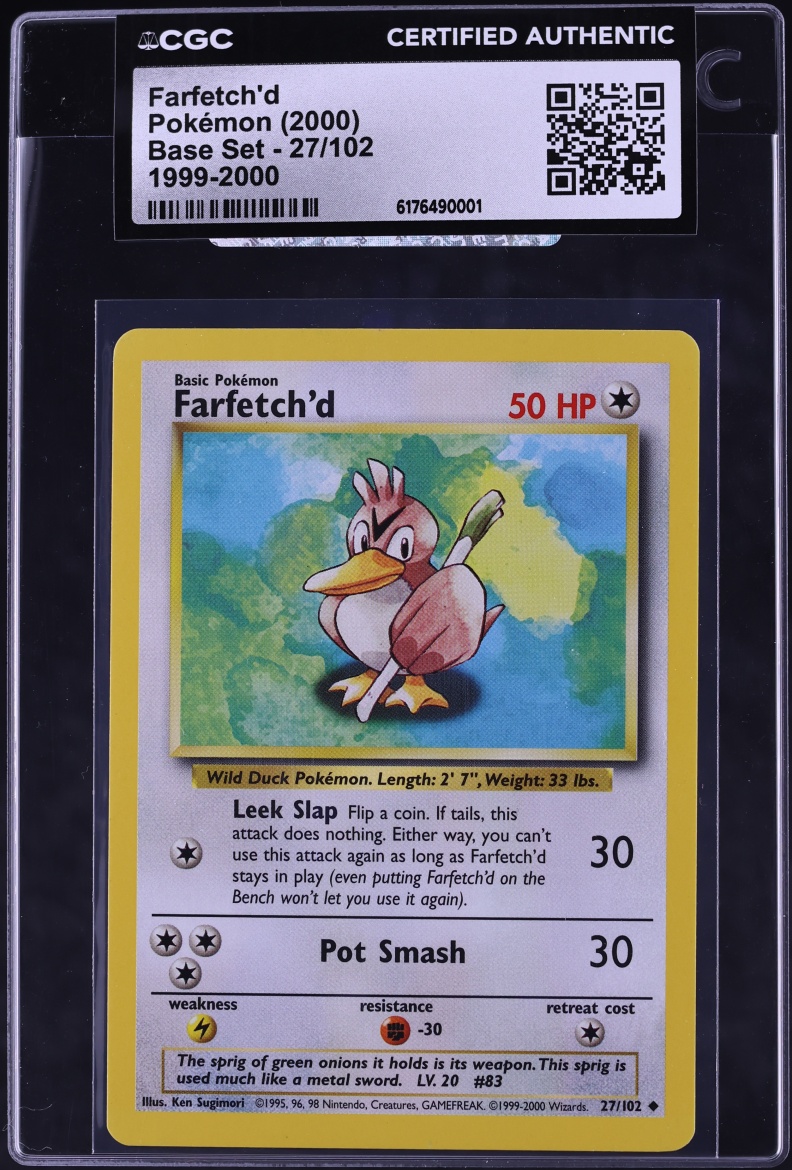 1999 Pokemon Base Set Farfetch'd #27 CGC AUTH