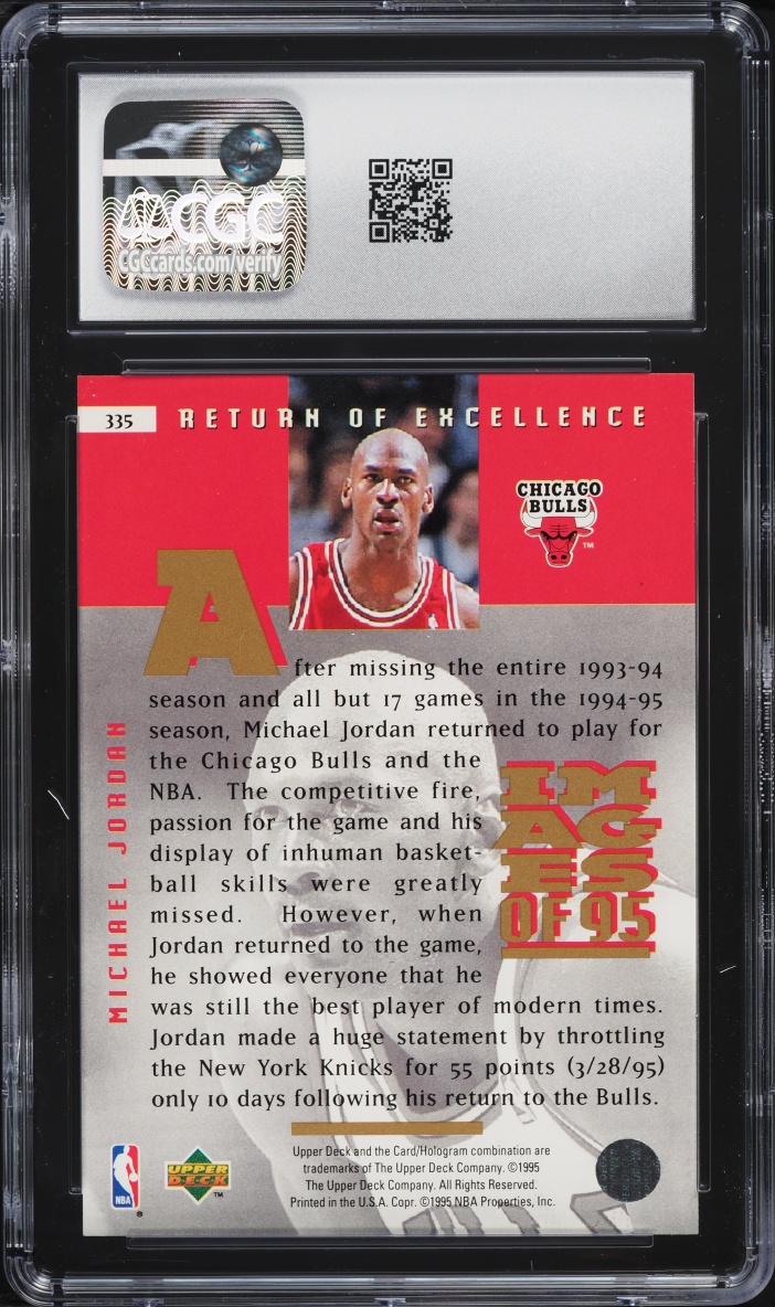 1995 Upper Deck Basketball Michael Jordan #335 CGC 10 GEM MINT