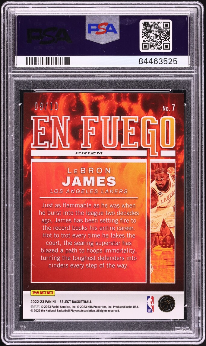 2022 Select En Fuego Gold LeBron James /10 #7 PSA 10 GEM MINT - Photo 2