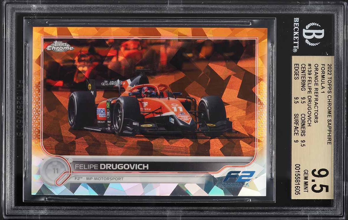 2022 Topps Chrome Formula 1 F1 Sapphire Orange Felipe Drugovich /25 #139 BGS 9.5