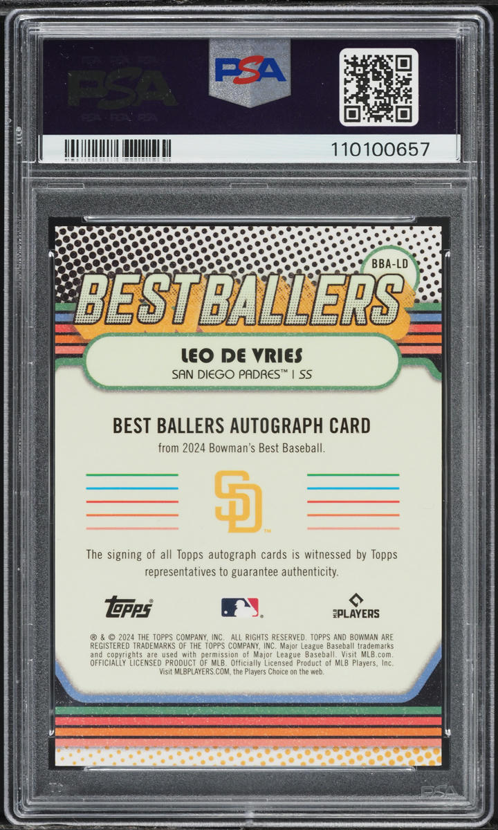 2024 Bowman's Best Ballers Leo De Vries PROSPECT AUTO /250 #BBA-LD PSA 9 MINT