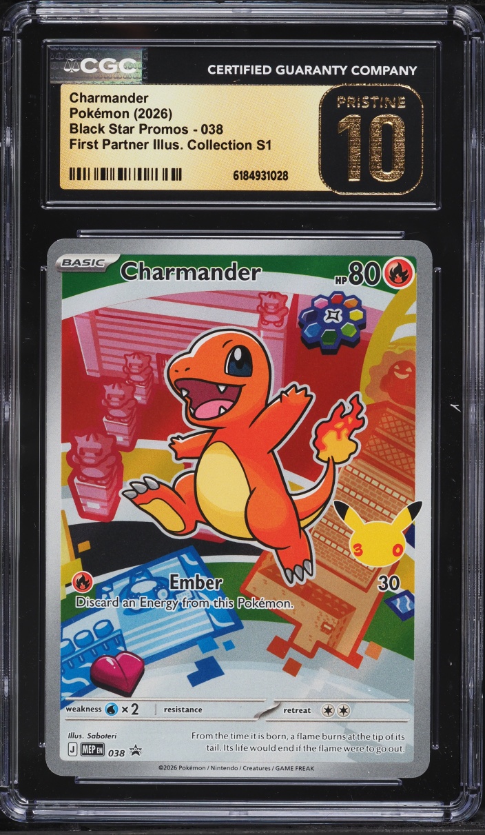 2026 Pokemon Mega Promo First Partner Illustration S1 Full Art Charmander #38 CGC 10 PRISTINE