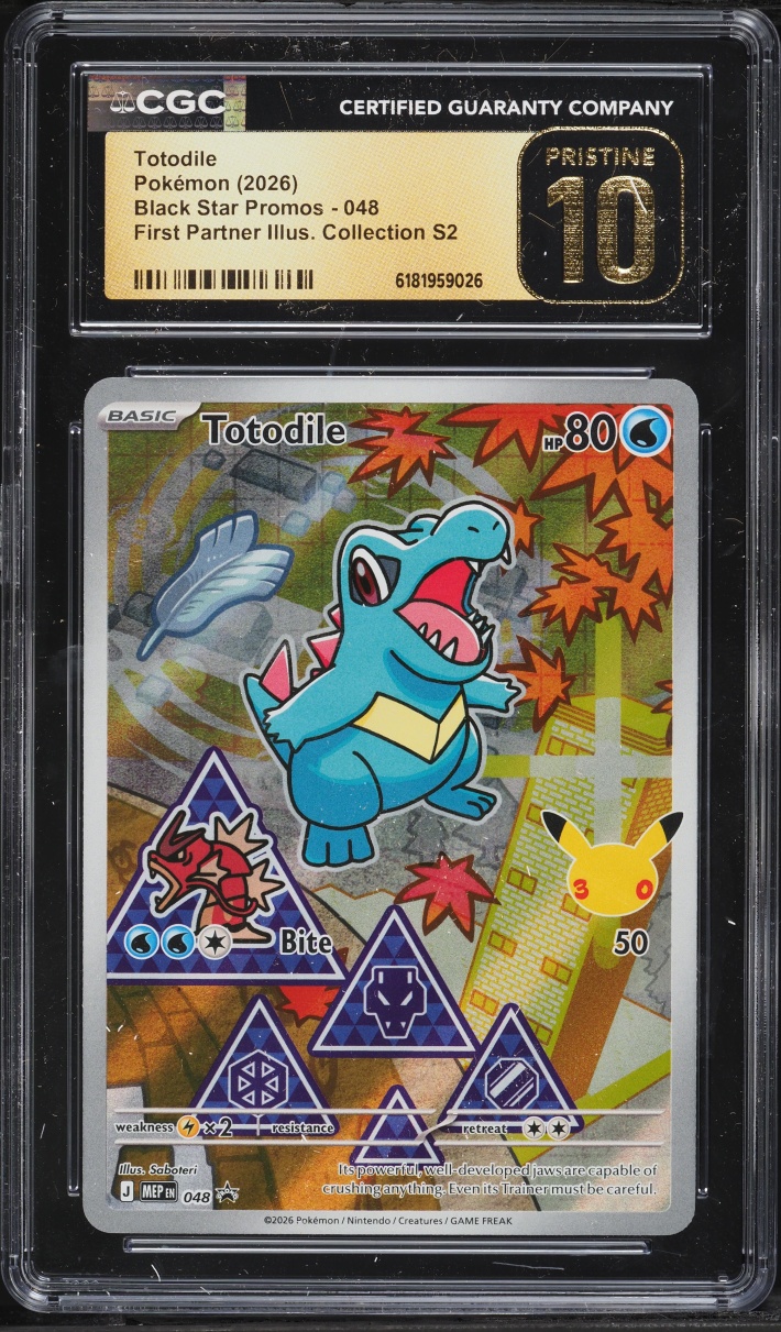 2026 Pokemon Mega Promo First Partner Illustration Collection S2 Totodile #48 CGC 10 PRISTINE