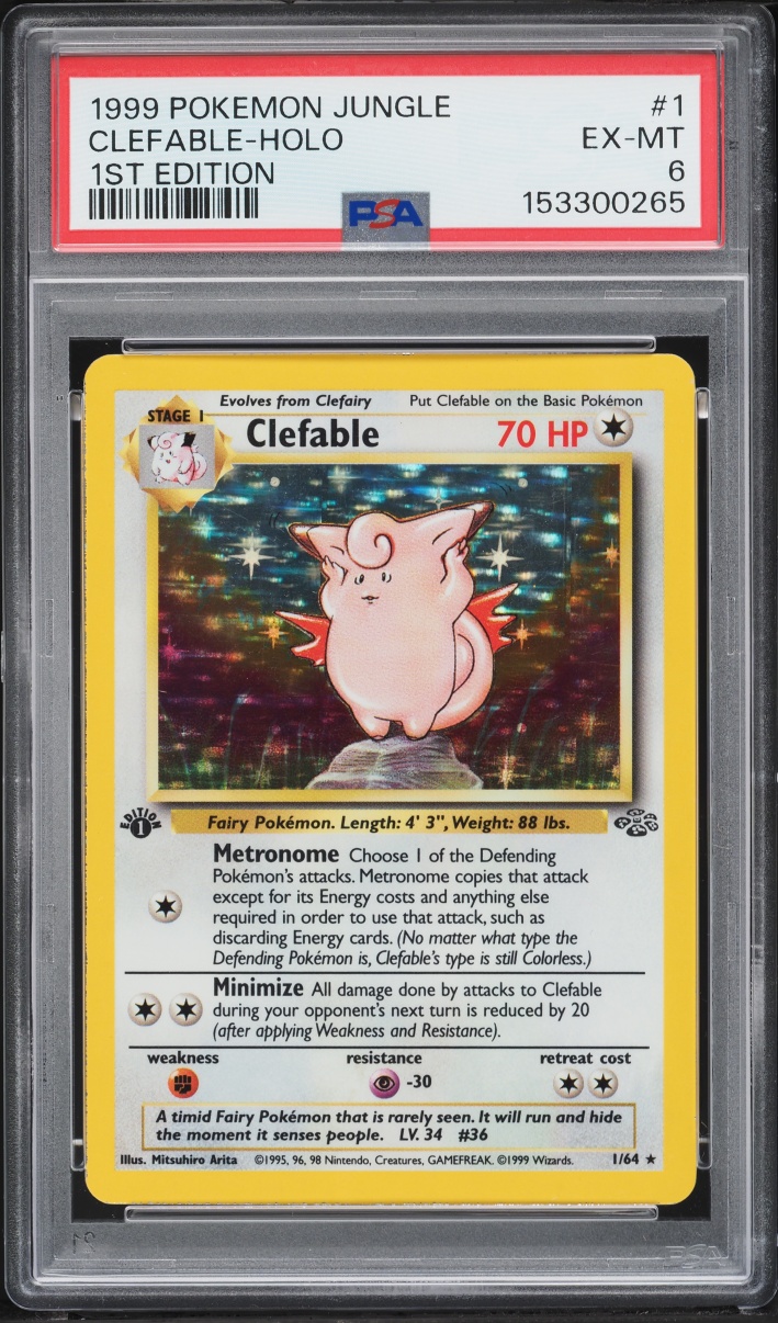 1999 Pokemon Jungle 1st Edition Holo Clefable #1 PSA 6 EXMT