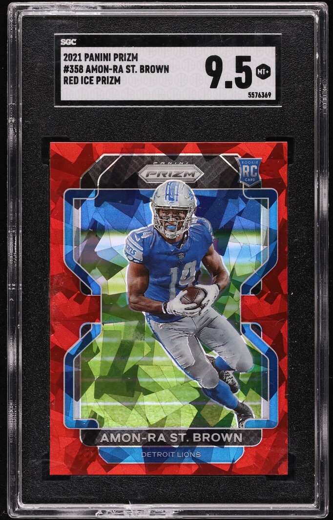 2021 Panini Prizm Red Ice Amon-Ra St. Brown ROOKIE #358 SGC 9.5 MINT+