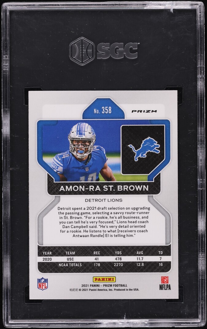 2021 Panini Prizm Red Ice Amon-Ra St. Brown ROOKIE #358 SGC 9.5 MINT+