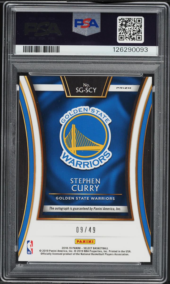 2018 Select Signatures Silver Prizm Stephen Curry AUTO /49 #SG-SCY PSA 10 GEM MINT