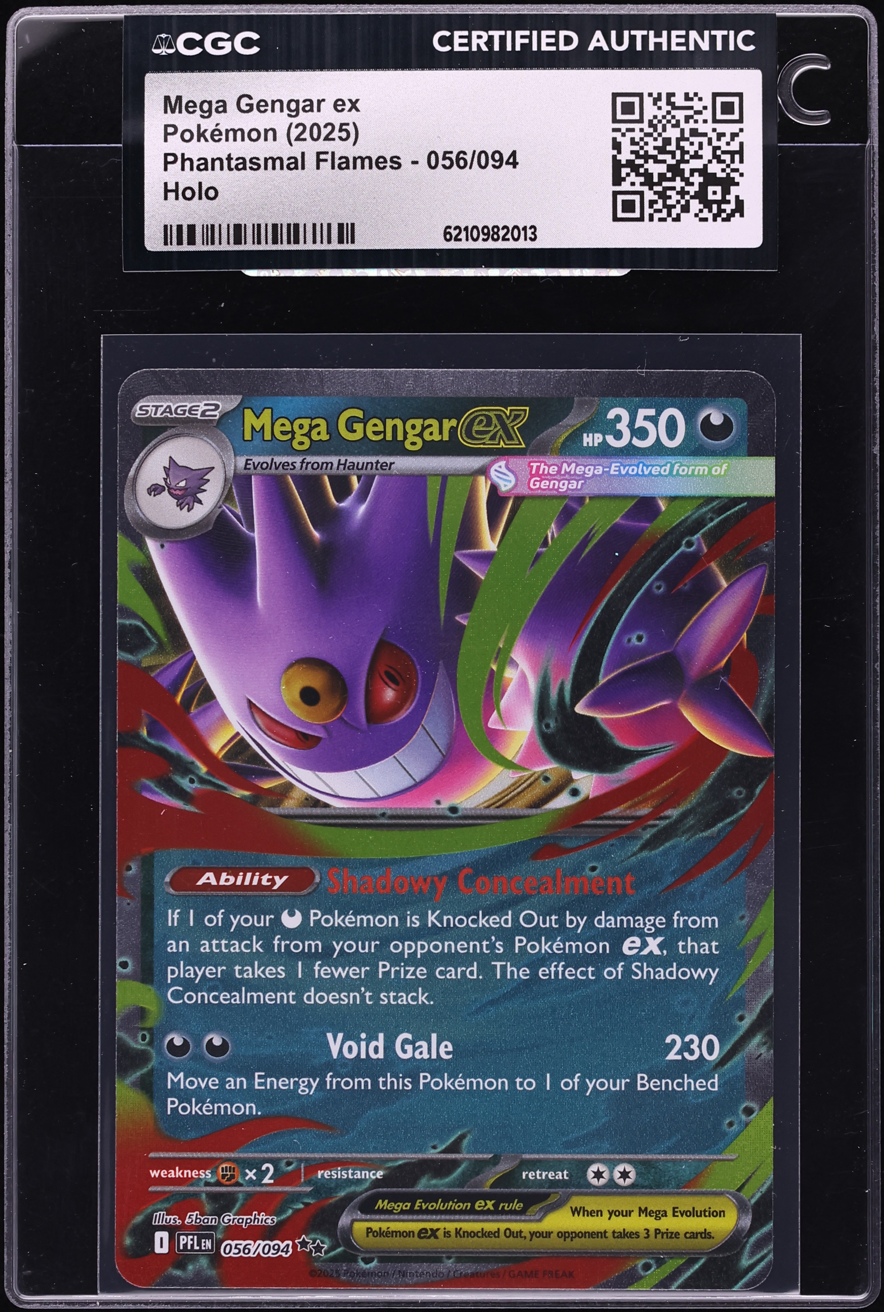 2025 Pokemon Mega Evolution Phantasmal Flames Holo Mega Gengar Ex #56 CGC AUTH