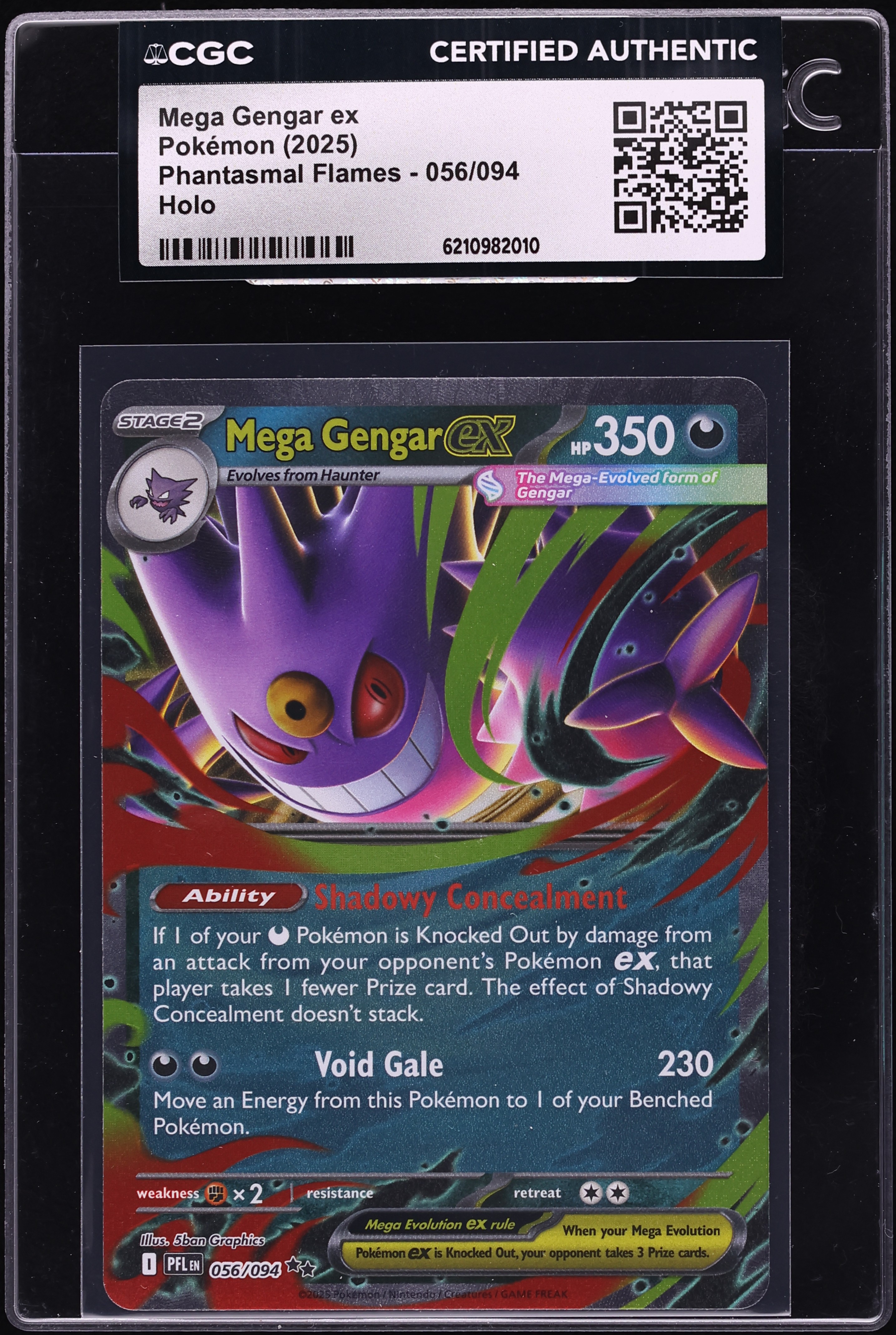 2025 Pokemon Mega Evolution Phantasmal Flames Holo Mega Gengar Ex #56 CGC AUTH