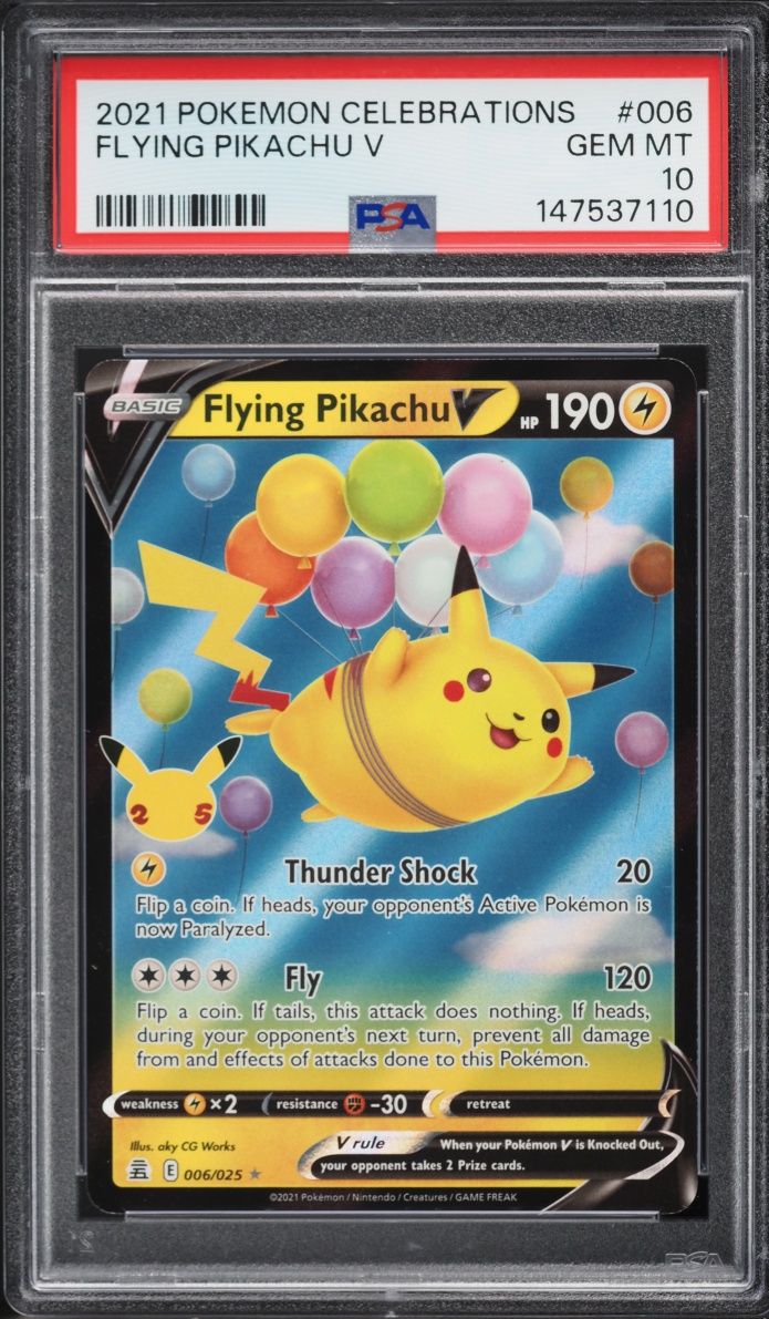 2021 Pokemon Sword & Shield Celebrations Holo Flying Pikachu V #6 PSA 10 GEM MINT