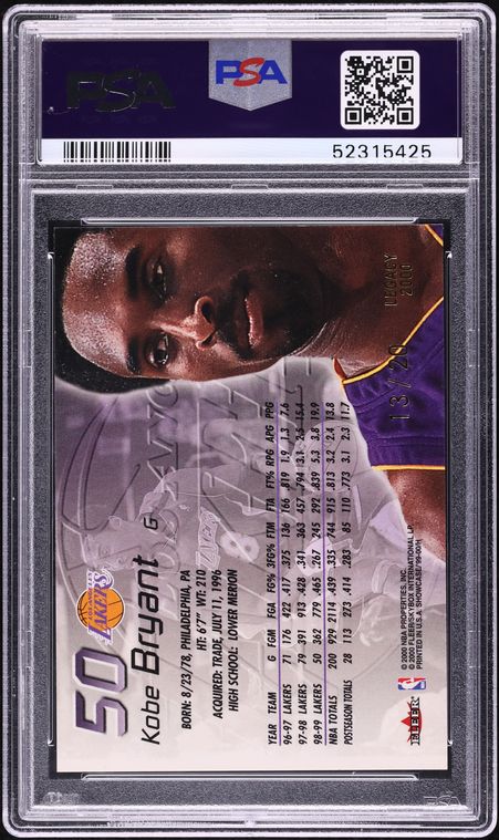 1999 Flair Showcase Legacy Collection Kobe Bryant /20 #50 PSA 8 NM-MT
