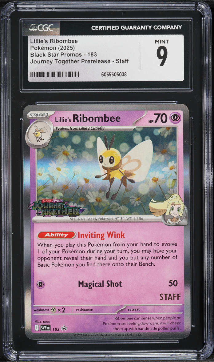 2025 Pokemon SV Promo Journey Together Prerelease Staff Lillie's Ribombee #183 CGC 9 MINT