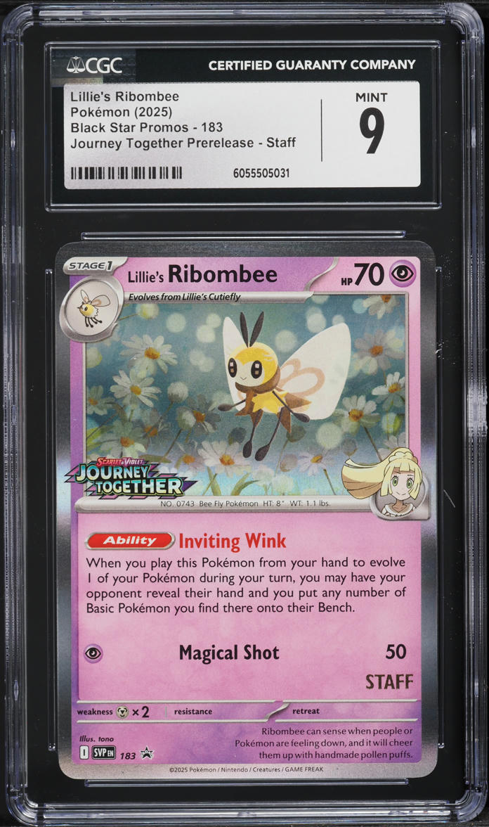 2025 Pokemon SV Promo Journey Together Prerelease Staff Lillie's Ribombee #183 CGC 9 MINT